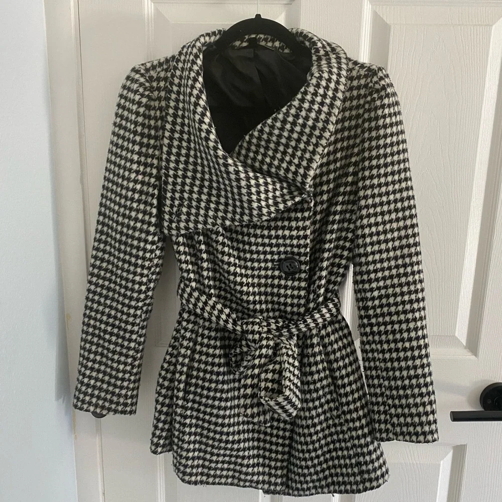 Houndstooth cowl neck coat - S - Lovestitch - Picture 3 of 8